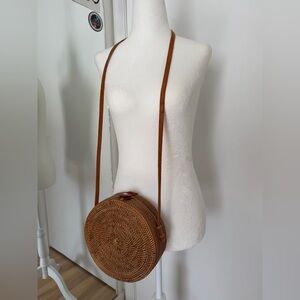 Madewell Brown Circular Woven Crossbody Bag